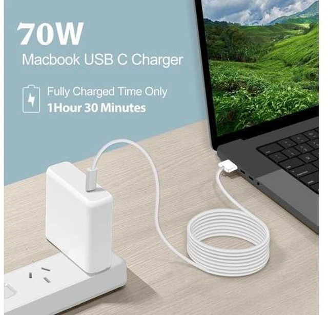Alt view image 14 of 14 - 70W USB-C to Mag 3 Charger for Mac Book Pro Air 16 15 14 13 Inch M4 M3 M2 M1 from 2025 2024 2023 2022 2021 as Original Quality with 6.6ft USBC to 3 Cable Compatible with All USB C Power Adapter
