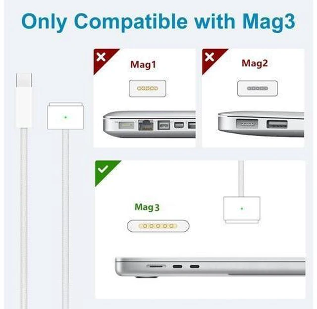 Alt view image 9 of 12 - Charger for Mac Book Air 15 13 Inch Mac Book Pro14 Inch M4 M3 M2 M1 from 2025 2024 2023 2022 2021 70W USB-C to Mag 3 Power Adapter Include 6.6FT 5A USB-C to Magnetic 3 Cable (Original Quality)