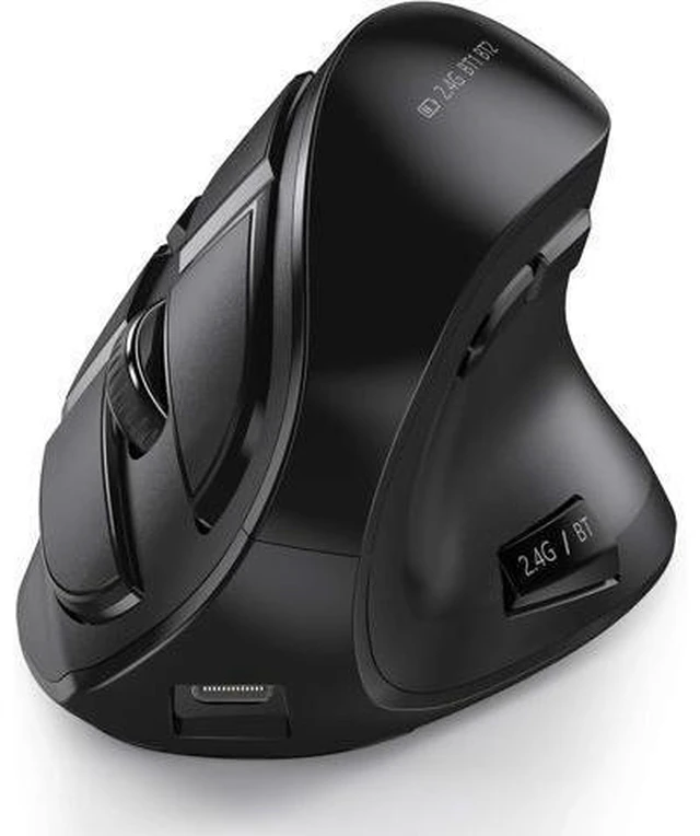Alt view image 8 of 14 - Ergonomic Mouse Wireless Vertical Mouse - Rechargeable Optical Mice for Multi-Purpose (Bluetooth 5.0 + Bluetooth 3.0 + USB Connection) Compatible Apple Mac and Windows Computers - Black