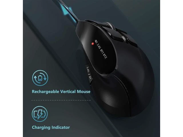 Alt view image 13 of 14 - Ergonomic Mouse Wireless Vertical Mouse - Rechargeable Optical Mice for Multi-Purpose (Bluetooth 5.0 + Bluetooth 3.0 + USB Connection) Compatible Apple Mac and Windows Computers - Black