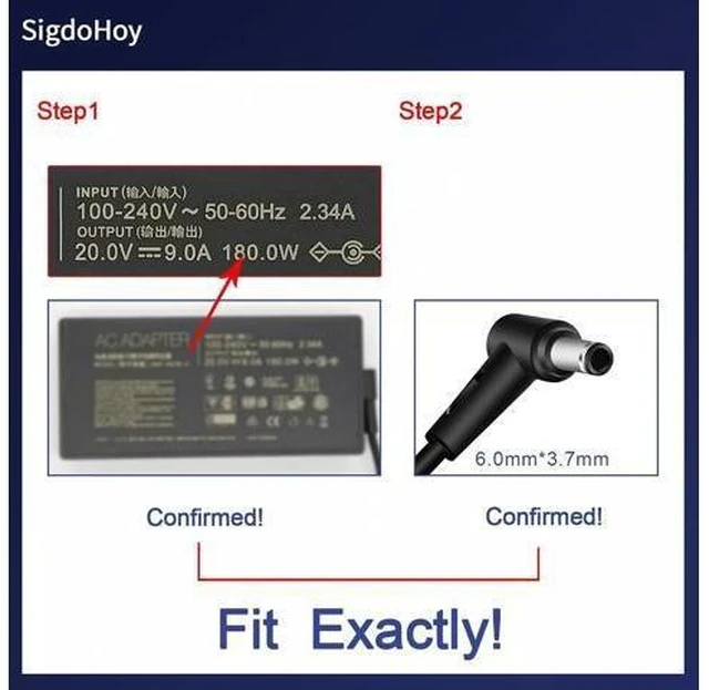 Alt view image 10 of 14 - 180W Zephyrus Charger Fit for Rog Zephyrus G14 GA401 G15 GA502 Tuf Gaming F15 F17 A15 A17 FX505 Series Laptop Zenbook Pro 14 Duo AC Adapter ADP-180TB H