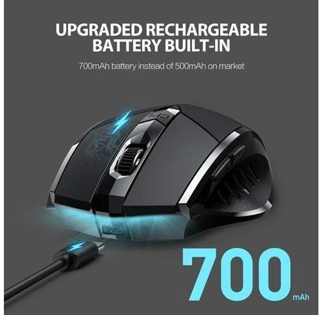 Alt view image 9 of 14 - Inphic Bluetooth Mouse, Multi-Device Silent Rechargeable Bluetooth Wireless Mouse (Tri-Mode: BT 5.0/4.0+2.4G), 1600DPI Ergonomic Portable Mouse for Laptop PC Computer,Smartphone,Windows Mac OS, Black