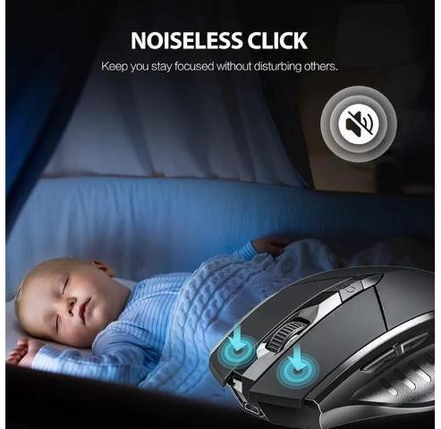 Alt view image 10 of 14 - Inphic Bluetooth Mouse, Multi-Device Silent Rechargeable Bluetooth Wireless Mouse (Tri-Mode: BT 5.0/4.0+2.4G), 1600DPI Ergonomic Portable Mouse for Laptop PC Computer,Smartphone,Windows Mac OS, Black