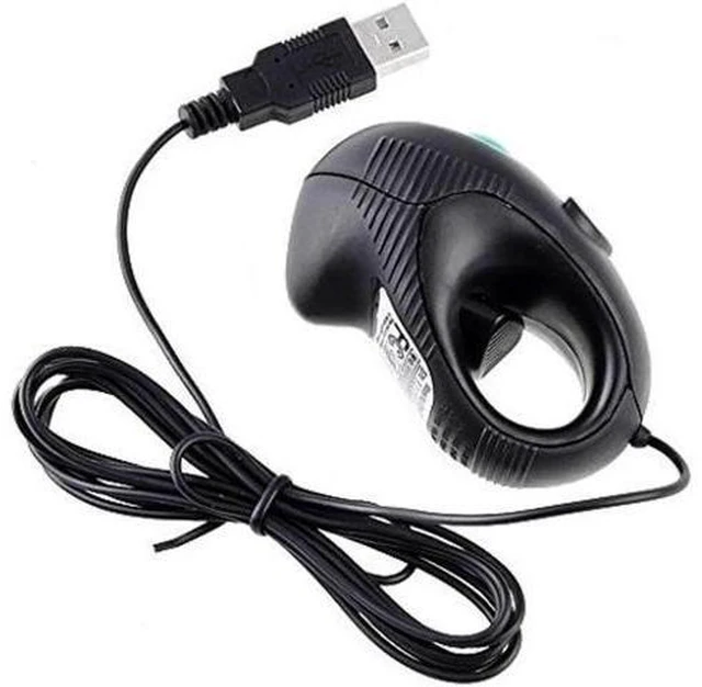 Alt view image 5 of 6 - Portable Mini Finger Hand Held 4D USB Wired Trackball Mouse for Laptop Mac Window Computer Fits Left and Right Handed Users -Black