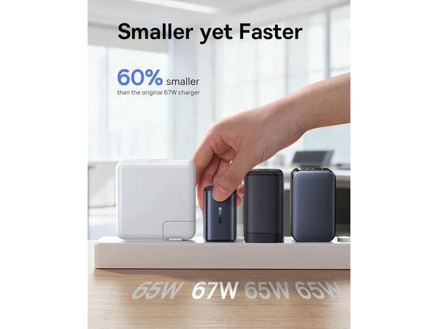 Alt view image 10 of 14 - PICOGO 67W USB C Charger, Smallest 3 Port Fast Charging Block with Foldable Plug, PD/PPS for MacBook Air/Pro, iPhone 17/16/15 Series, Galaxy S25/24, Airpods 4 & More