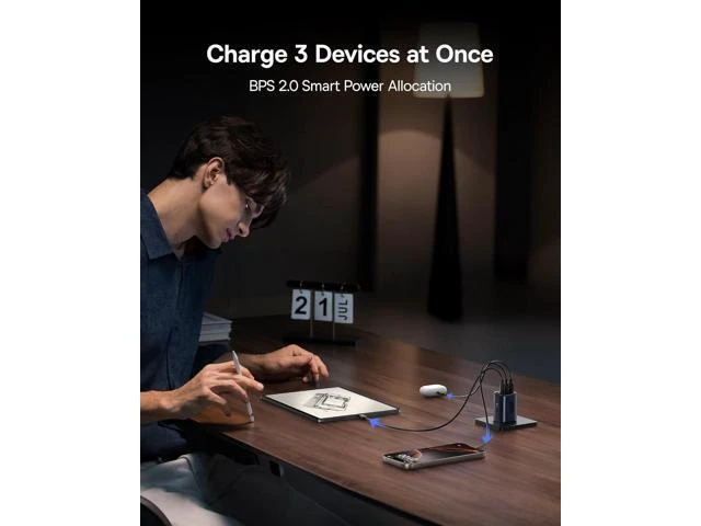Alt view image 11 of 14 - PICOGO 67W USB C Charger, Smallest 3 Port Fast Charging Block with Foldable Plug, PD/PPS for MacBook Air/Pro, iPhone 17/16/15 Series, Galaxy S25/24, Airpods 4 & More