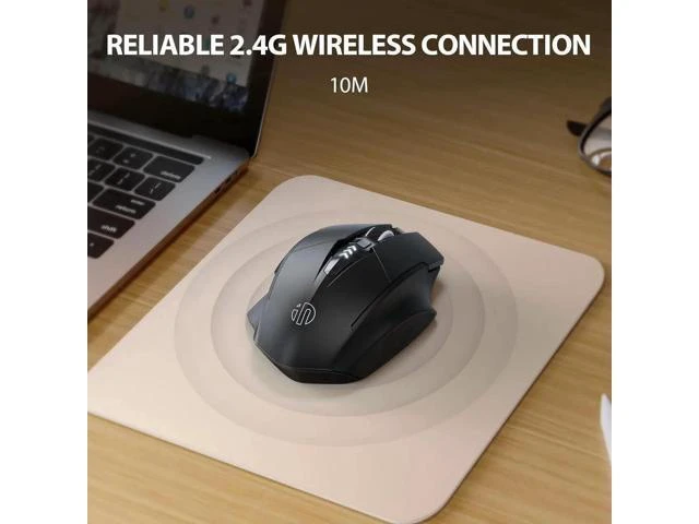 Alt view image 10 of 10 - DIXSG Wireless Mouse, Rechargeable 2.4G RF Wireless Mouse, Upgraded Visible Battery, 2400 DPI, Silent Ergonomic Computer Wireless Mouse for Laptop, Mac, PC etc.