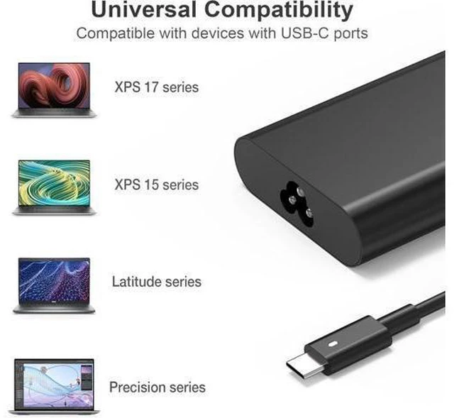 Alt view image 11 of 12 - Replacement for 130W Laptop Charger USB C Type C Slim AC Power Adapter for Xps 17 Precision 5550 5530 2in1 XPS 15 2in1 9575DA130PM170 HA130PM170 0K00F5 K00F5 0M0H25 M0H25 T4V18