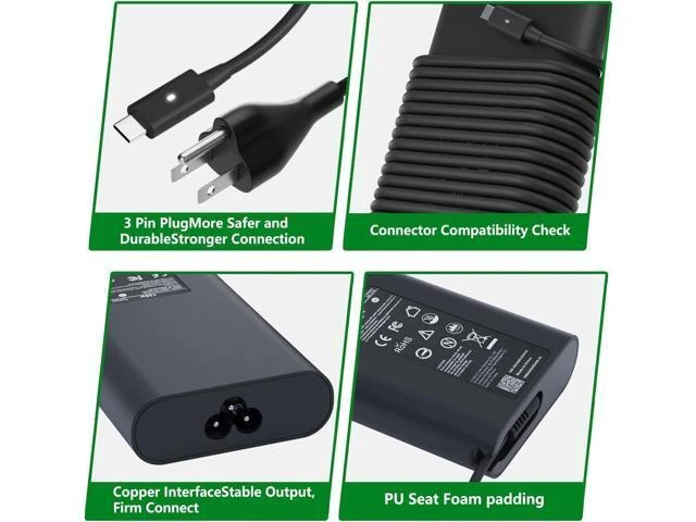 Alt view image 12 of 14 - 130W USB C Laptop Charger for XPS 15 17 9575 9500 9510 9520 9530 9700 9710 9720 9730 Precision 5470 5480 5550 5560 5530 5570 5750 5760 5770 3550 3560 3570 3571 2in1 Latitude AC Adapter Power Cord