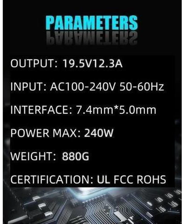 Alt view image 7 of 10 - 240W Laptop Charger for Precision 7680 7450 7760 7520 7530 7560 7510 7710 7720 7730 7740 7750 7770 7780 7670 3540 3520 M4800 M4400 M6700 M4500 M4600 M4700 Power Adapter