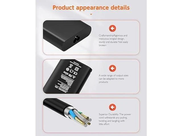 Alt view image 12 of 14 - 135W Laptop Charger Compatible with HP Spectre x360 OMEN 15 17 Pavilion Gaming 15 17 ec0013dx 15-ec0751ms L15534-001 TPN-DA11 TPN-CA13 Power Supply Cord