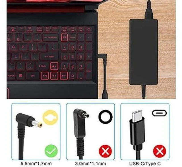 Alt view image 9 of 12 - 135W AC Charger Fit for Acer Nitro 5 Gaming Laptop, acer Nitro 5 an515-55-53e5 AN515-51 N18C3 AN515-41 AN515-53 AN515-52 AN515-43 AN515-54 AN517-51 N18C4 AN515-44-R99Q Adapter Power Supply Cord