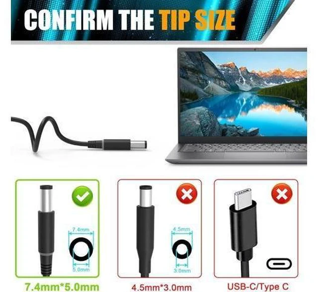 Alt view image 10 of 14 - PA-4E DA130PE1-00 JU012 CM161(Tip 7.4mm) for Inspiron 7559 Charger 130W Laptop Charger 130w AC Adapter Docking Station Power Cord XPS 15(L502x) 17(L702x) Charger