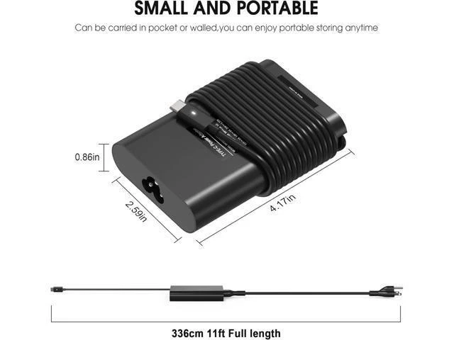 Alt view image 10 of 14 - 65W 60 Watt Replacement for Laptop Charger AC Adapter Replacement for USB C Charger Latitude 5420 5520 5320 7420 5430 7390 7320XPS 13 Chromebook 3100 Computer Type C Fast Charging Power Cord