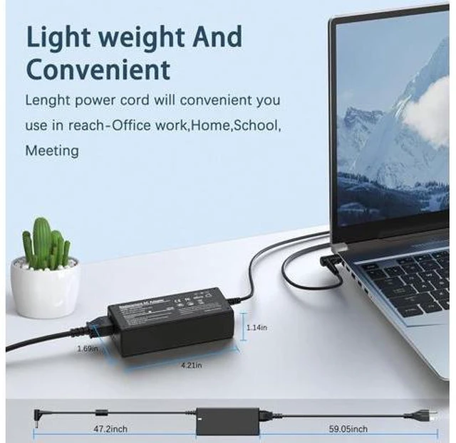 Alt view image 14 of 14 - 65W Charger Compatible with Laptop IdeaPad 3 1 5 Flex 5 6 4 1470 1480 IdeaPad s340 S145 330 320 310 110 110s 510 520 530s 710s s540 S730 V14 V15 V17 65W 45W Round Tip AC Adapter