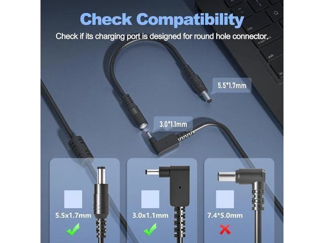Alt view image 9 of 12 - 65W Laptop Charger for Aspire 1 3 5 A515-44 A515-45 A515-46 A515-54 A515-54G A515-55 A515-56 A514-54A315-24P A315-24PT A315-58 A315-59 A315-23 A314-23P 15 AG15-31P:A515-54G-54QQ A315-24P-R7VH