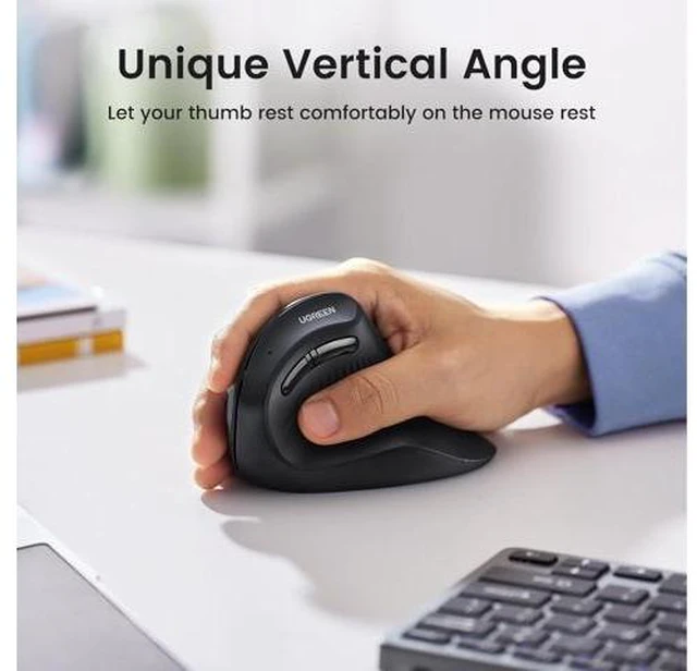 Alt view image 9 of 14 - Vertical Wireless (Bluetooth 5.0+2.4G) Ergonomic Mouse with 5 Buttons 1000/1600/2000/4000 DPI Pre of Mouse Arm Vertical Mouse Compatible with PC/Laptop/Tablet Black