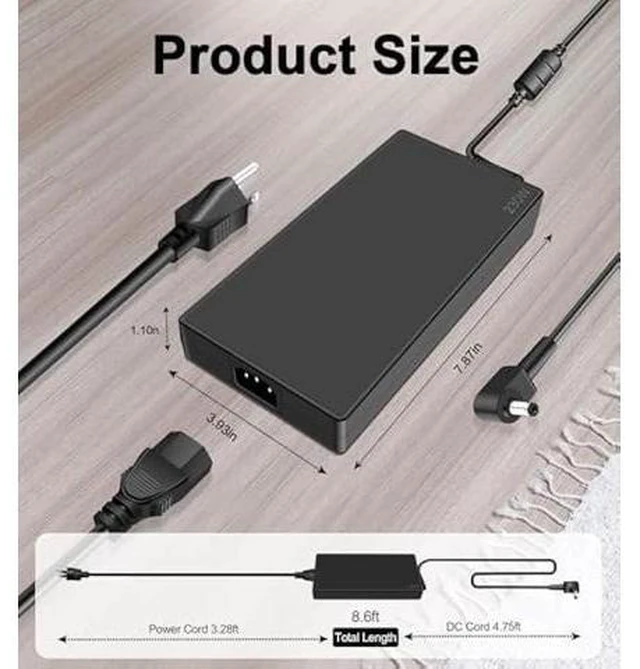 Alt view image 10 of 10 - 230W Charger Compatible with Acer Nitro Laptop 5 16 17 AN16-51 AN17-71 AN517-42-R85S Predator Helios 14 300 PH315-53 PH315-54 PH315-55 Predator Triton 300 500 PT515-52 Gaming Laptop