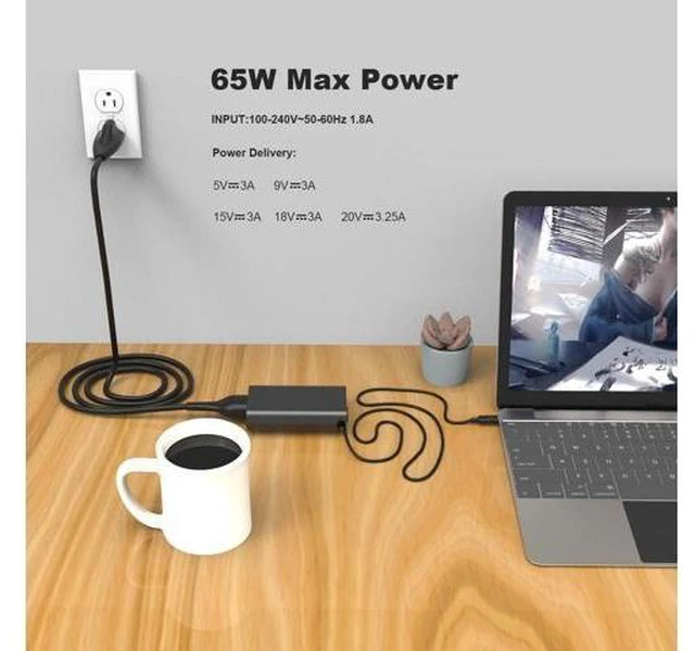 Alt view image 12 of 14 - 65W 45W USB C Laptop Charger for Latitude 7420 5420 5520 5430 5440 7440 5450 5530 7330 7430 5540 5320 7320 9430 3450 3550 7410 2in1 XPS 13 Chromebook 3100 Computer Type C AC Adapter Power Cord