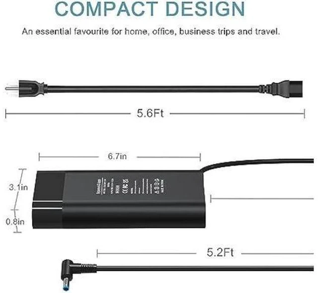 Alt view image 9 of 14 - 200W Laptop Charger 10.3A 19.5V for HP Omen Pavilion 15 16 17 Gaming Laptop, Zbook 15 17 ZBook Fury Create Studio Envy 15 2020 TPN-DA10 Gaming Laptop Power Adapter Supply