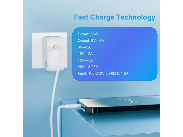 Alt view image 6 of 8 - Janboo 65W 45W USB-C Charger Compatible for LG 15" 16" 17" Gram Series Laptop 15Z90N 14Z90N 17Z90N 16Z90P 14Z90P 17Z90P Type C Adapter Power Supply Cord