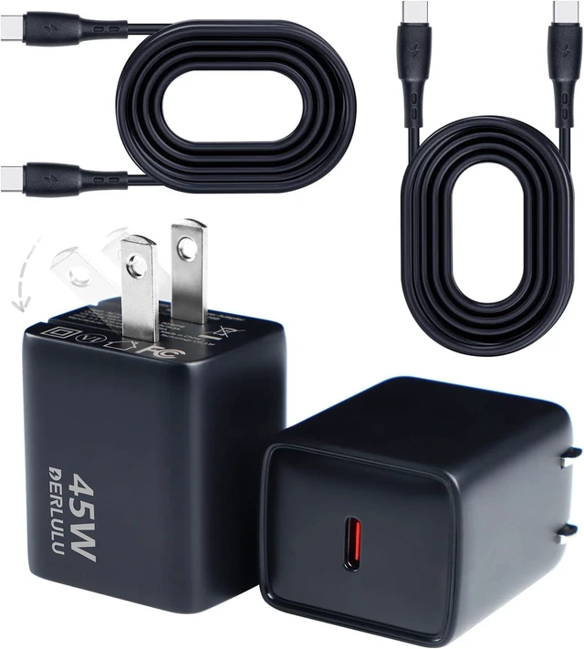Alt view image 7 of 12 - 45W USB-C Charger 45W Power Adapter Supports Super Fast Charging for Galaxy S25/S24/S23 Compatible with iPhone 17/16/15/14 iPad and More Devices (2-Pack of Charger and 5 ft Cable)