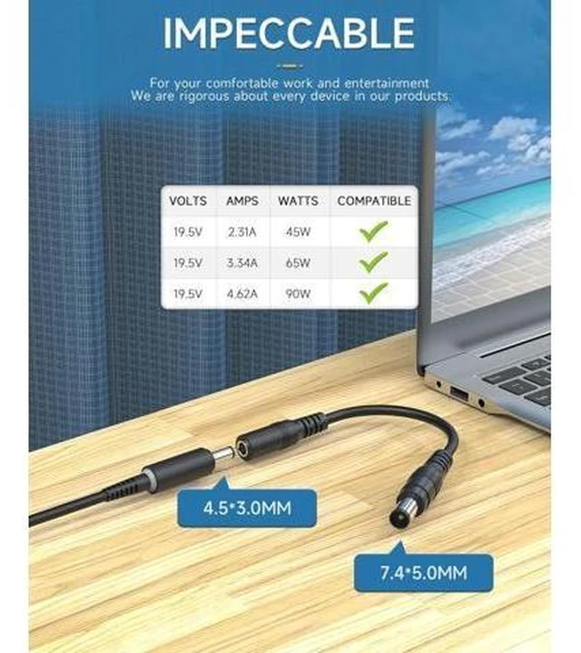 Alt view image 11 of 14 - 90W Laptop Charger for Inspiron 15 17 Series 5400 5401 5490 5491 7500 7501 7590 7591 7790 Latitude E5430 E6410 E6420 E6430 E6440 E6540 E7470 E7450 Power Supply