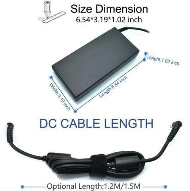 Alt view image 9 of 12 - 19.5V 9.23A 180W Laptop Charger for Msi A15-180P1A, for Sager NP7876 NP7856-N NP7856-S NP8956 NP8957 Notebook AC Adapter 5.5x2.5mm with Power Cord