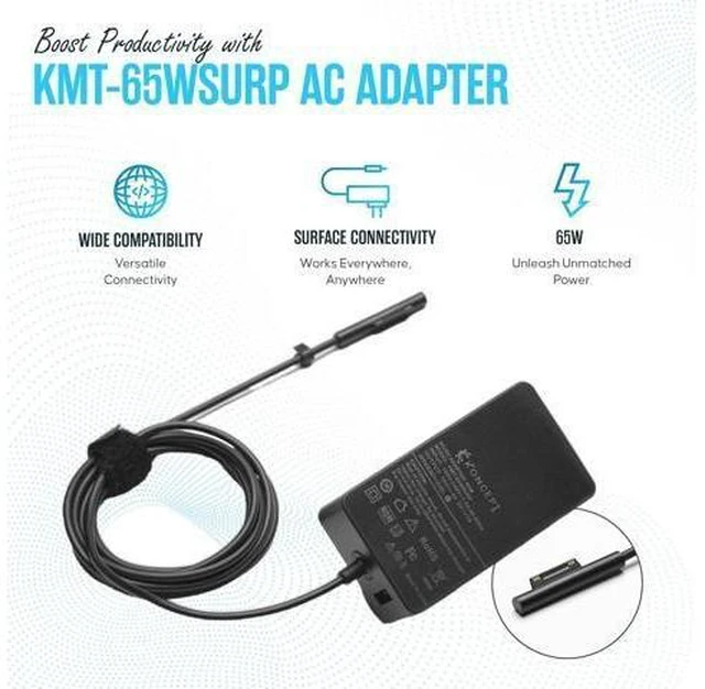 Alt view image 12 of 14 - 65W 15V 4A Surface Pro Laptop Charger - Power Supply AC Adapter 100-240V 50-60Hz for Surface Pro 10/9/8/7/7+/6/5/4/3/X Windows Surface Laptop 6/5/4/3/2/1/Surface Go Tablet Surface Book 3/2/1