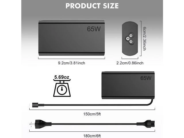 Alt view image 11 of 14 - New Slim 65W USB C Laptop Charger for Thinkpad/Yoga/Chromebook Computer Type C Fast Charging Power Cord Ac Adapter for ThinkPad T14/T15/X1 Carbon Gen 12 Yoga 7i/9i Chromebook 500e /C340/S340