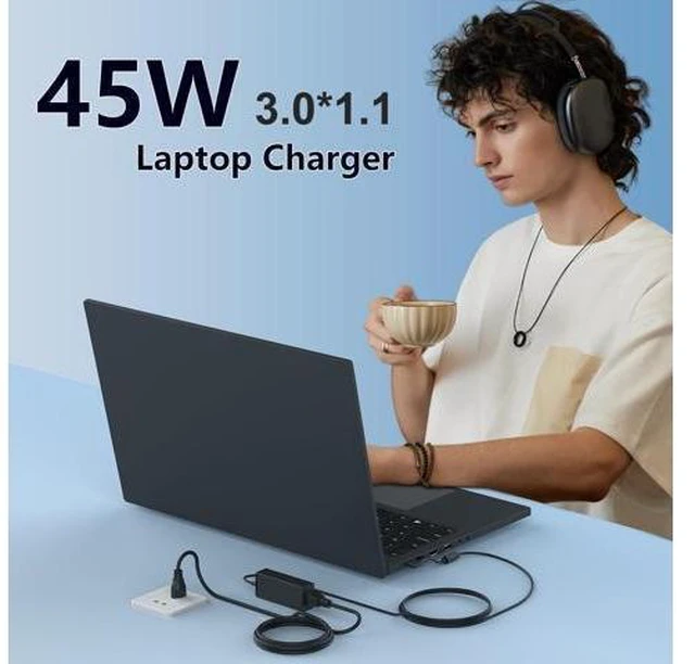 Alt view image 14 of 14 - N19H2 45W 3.0mm Small Pin Laptop Charger Compatible with ADP-45FE F PA-1450-26 Aspire A515-44 A515-45-R74Z A515-46-R3UB A515-46-R14K A515-54 A515-56-32DK A315-24P-R7VH A18-045N2A Adapter