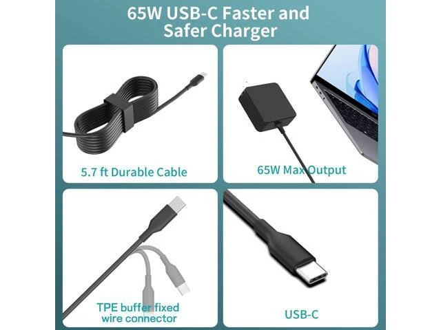 Alt view image 12 of 14 - Surface Charger 65W USB-C Power Adapter Compatible with Surface Pro 9 10 11 12 13 Surface Laptop 7-1 Surface Go Surface Book 3/2/1