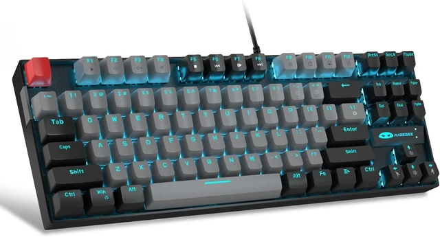 Alt view image 8 of 14 - MageGee 75% Mechanical Gaming Keyboard, Blue Switch, LED Backlit, 87 Keys Compact TKL Wired Computer Keyboards for Windows Laptop PC Gamer - Grey/Black