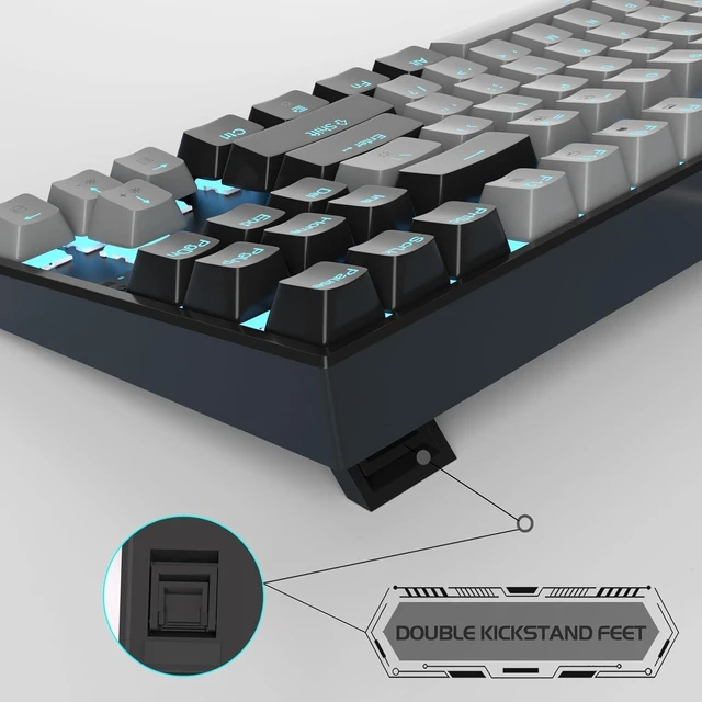 Alt view image 11 of 14 - MageGee 75% Mechanical Gaming Keyboard, Blue Switch, LED Backlit, 87 Keys Compact TKL Wired Computer Keyboards for Windows Laptop PC Gamer - Grey/Black