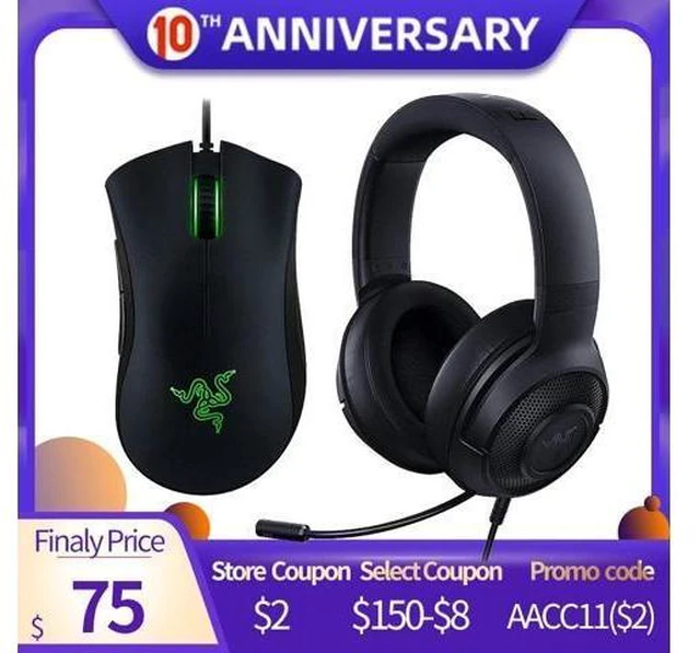 Alt view image 6 of 10 - Upgraded Kraken X Ultralight Headphone With Mic DeathAdder Essential 6400DPI Gaming Mouse for PC/Laptop/Phone Gamer