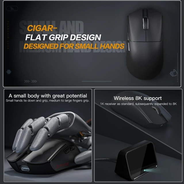 Alt view image 12 of 12 - M3microPRO Mini Wireless Gaming Mouse,Tri-Mode 2.4G/USB-C/Bluetooth Mouse Up to 30000DPI,PAW3950 Optical Sensor Lightweight 43g,5 programmable Button,Computer Mouse for PC,Mac(Pink)