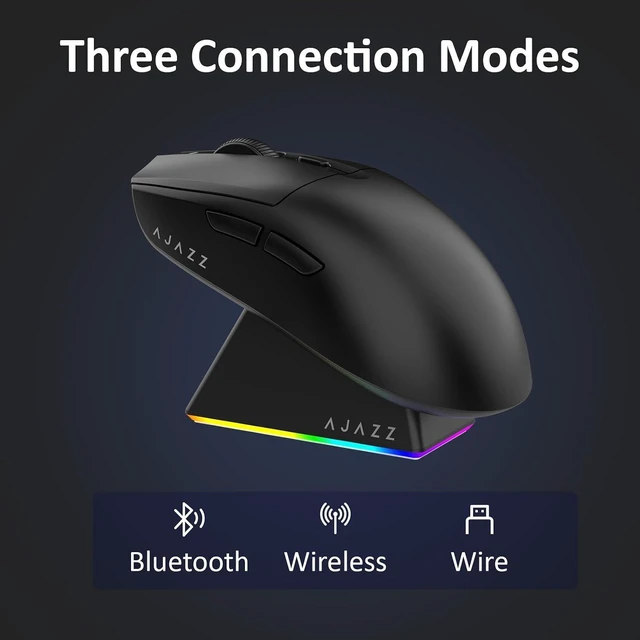 Alt view image 13 of 14 - AJ139 V2 MC Wireless Gaming Mouse with RGB Charging Dock, 66g Ultra-Lightweight Tri-Mode Optical Mouse, 12000 DPI PAW3311 Sensor, Ergonomic Rechargeable Gaming Mouse for PC/Mac -