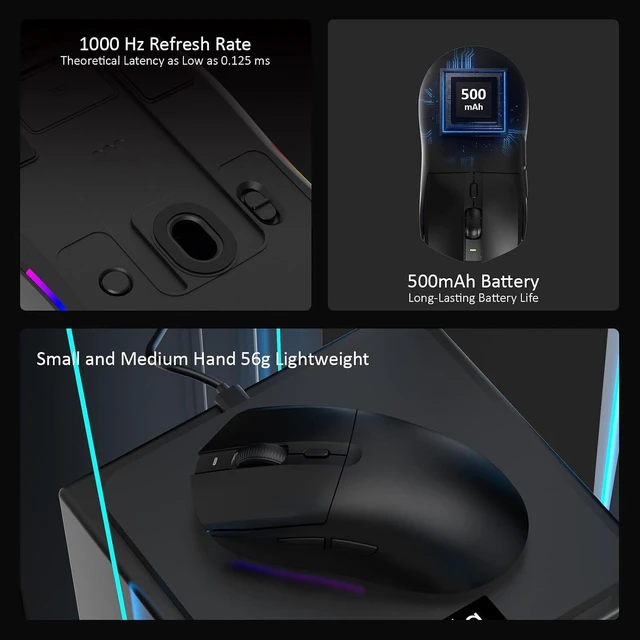 Alt view image 14 of 14 - AJ139 V2 MC Wireless Gaming Mouse with RGB Charging Dock, 66g Ultra-Lightweight Tri-Mode Optical Mouse, 12000 DPI PAW3311 Sensor, Ergonomic Rechargeable Gaming Mouse for PC/Mac -