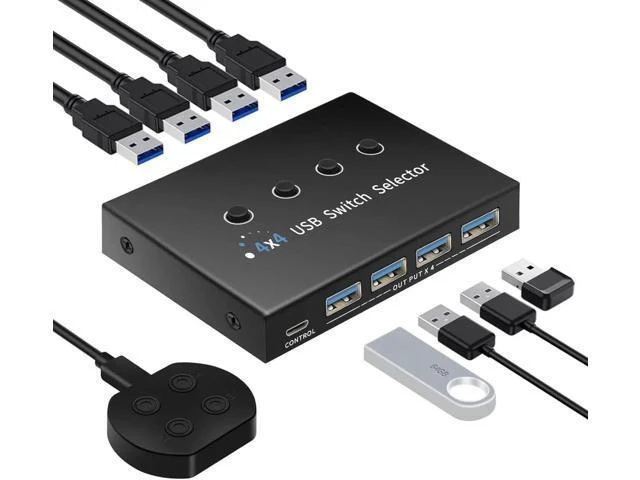 Alt view image 8 of 14 - USB 3.0 Switch 4 Computers 3 Computers Keyboard Mouse Switch,4 Port USB Switch Selector Sharing 4 USB Devices,USB Switcher Compatible with Mac/Windows/Linux,with Desktop Controller and 4 USB Cable