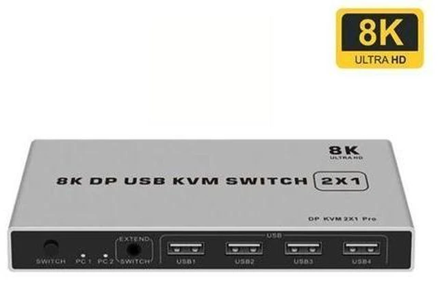 Alt view image 11 of 12 - 8K Dual-port DP USB KVM Displayport KVM Switch 4K@144hz 2-port USB KVM 8K Displayport 1.4 Switch KVM mouse&keyboad supported