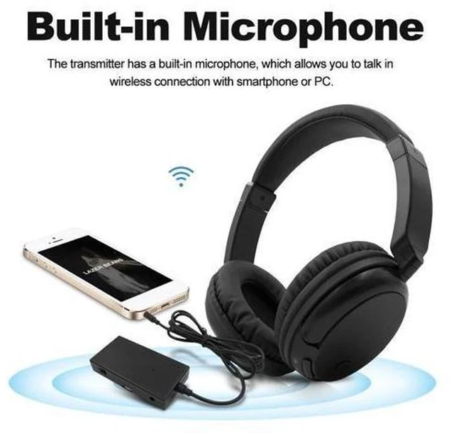 Alt view image 10 of 10 - Wireless Headphones 3.5mm Wired Headsets Over-Ear Music Earphones AUX Transmitter w/ Mic Radio for TV PC Phones MP3 Player