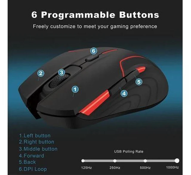 Alt view image 7 of 10 - PC280 Gaming Mouse Customizable RGB Backlight Wireless Mice with 6 Programmable Button Up to 10000DPI for PC Gamer Laptop