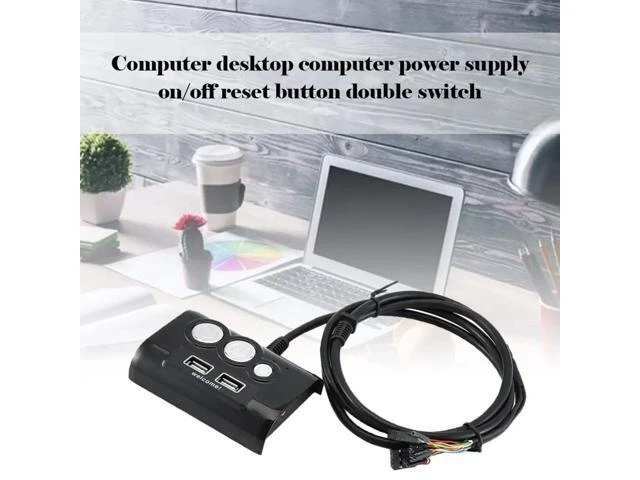 Alt view image 12 of 12 - Desktop PC Power Switch Supply on / off Reset Button Dual Switch with USB Ports and Audio to Office Internet Cafes