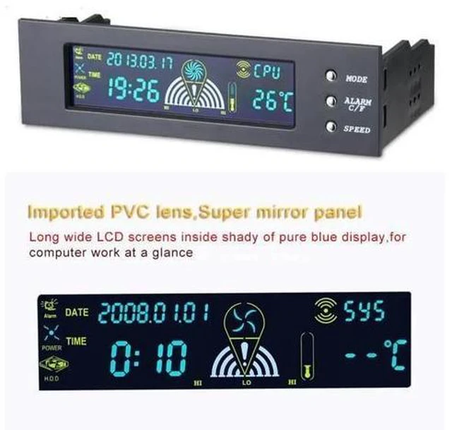 Alt view image 7 of 10 - LCD Panel 5.25 Inch CPU Speed Controller Temperature Sensor PC Computer Fan Controller LCD Digital Display For PC Desktop