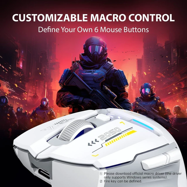 Alt view image 13 of 14 - IN9 Wireless Gaming Mouse, Real Tri-Mode 2.4G Wireless/Type-C Wired/Bluetooth Mouse, 10k DPl, Fully Programmable, RGB Lighting, Hyperspeed Rechargeable Wireless Mouse for Laptop PC Computer Mac