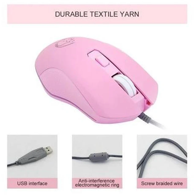 Alt view image 8 of 10 - Pink Computer Mouse Colorful Backlit Gaming Mice Optical Wired Fashion Sailor Moon Mouse Girl Mause 3200DPI For Laptop