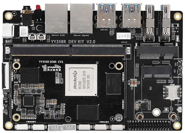Alt view image 2 of 2 - YY3588 Single Board Computer - RK3588 SoC,6TOPS NPU, 4/8/16/32GB RAM, 4G/LTE/NFC Support, 4K/8K Video Codec, Multi-Interface Expansion for Edge AI & IoT (4GB RAM+32GB eMMC,Basic Kit)