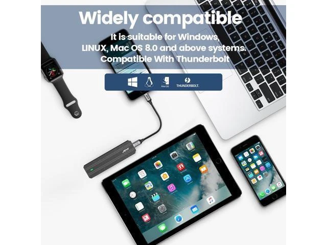 Alt view image 10 of 12 - M.2 NVMe SSD Aluminum Enclosure USB3.2 Gen2 10Gbps JMS583 Chip Supports 2230/42/60/80 SSD Multi-Size
