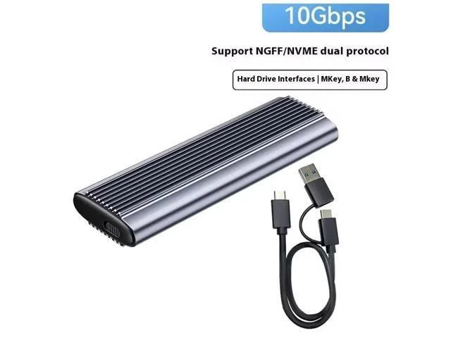Alt view image 5 of 8 - USB3.1 Type-C to M.2 M Key NVMe SSD Box Solid State Drive Housing Case Dual Protocol SSD M.2 Sata Hard Drive Disk Enclosure Grey NGFF/NVMe Dual Protocol 2in1