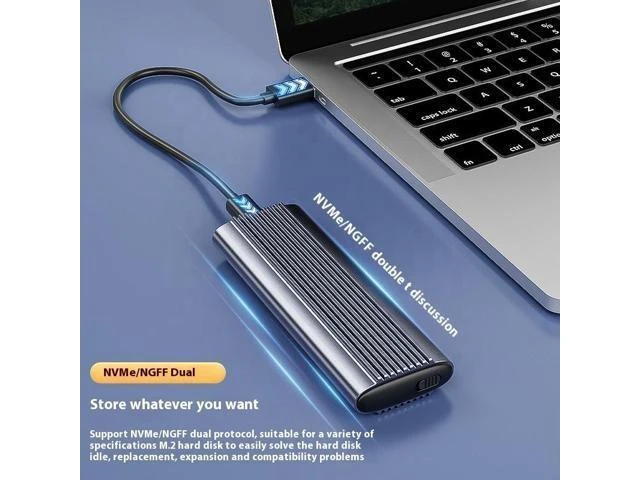 Alt view image 6 of 8 - USB3.1 Type-C to M.2 M Key NVMe SSD Box Solid State Drive Housing Case Dual Protocol SSD M.2 Sata Hard Drive Disk Enclosure Grey NGFF/NVMe Dual Protocol 2in1